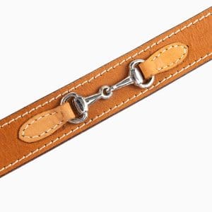 Vue alternative de Tan Leather Belt with Snaffle Bit Accents