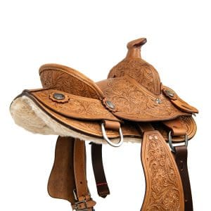 Альтернативный вид Hand-Tooled Light Brown Poni Western Saddle – Premium Leather with Floral Carvings