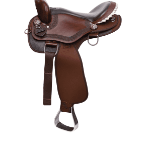 Selle western artisanale - Cuir marron foncé avec accents argentés
