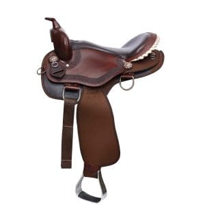 Brown Pro Classic Hand-Tooled Western Saddle with Basket Weave & Rawhide Trim