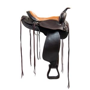 Седло премиум-класса Western Saddle с инструментальной кожей и эргономичным сиденьем - темно-коричневое и коричневое
