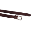 Vue d'ensemble de la ceinture en cuir marron surpiqué avec boucle en métal