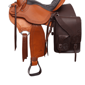 Седло Western Trail Saddle с кожаной сумкой ручной работы - каштановый и шоколадно-коричневый цвета