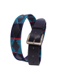 Ceinture en cuir faite à la main avec broderie marine turquoise et rouge