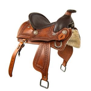 mini western saddle in brown color