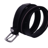 Ceinture Pro Classic en cuir noir avec tissu à rayures et boucle métallique
