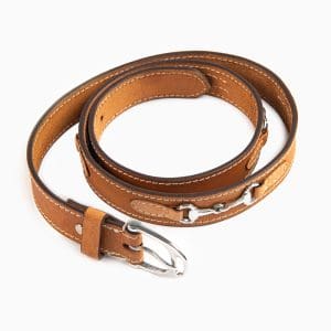 Ceinture en cuir de couleur bronze avec accents en forme de mors de filet