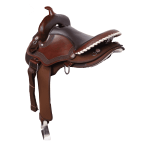 Vue alternative de Handcrafted Western Saddle – Dark Brown Leather with Silver Accents
