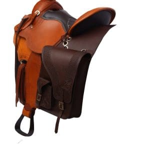 Альтернативный вид Western Trail Saddle with Hand-Tooled Leather Saddlebag – Chestnut & Chocolate Brown