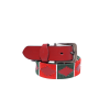 ceinture artisanale en cuir rouge avec broderie traditionnelle et boucle en laiton
